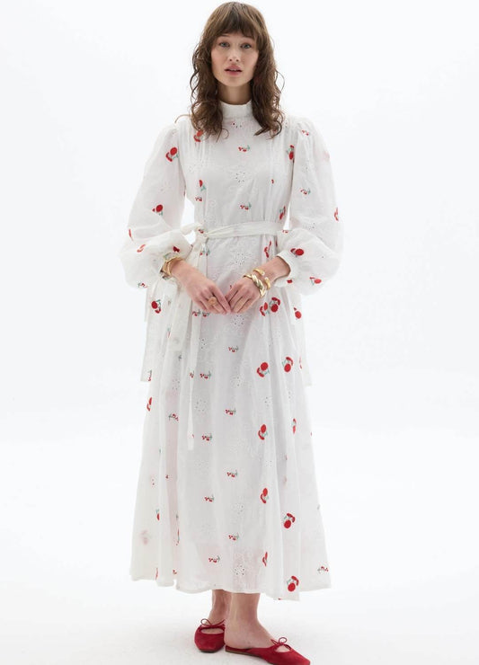 Fisto Çiçekli Elbise Kırmızı - Valenne Collection