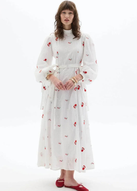 Fisto Çiçekli Elbise Kırmızı - Valenne Collection