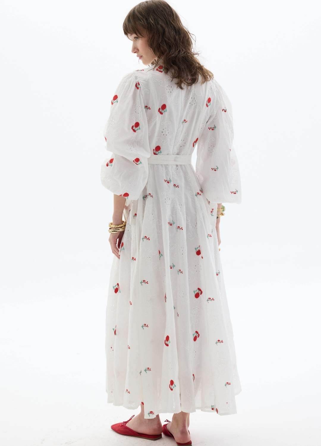 Fisto Çiçekli Elbise Kırmızı - Valenne Collection