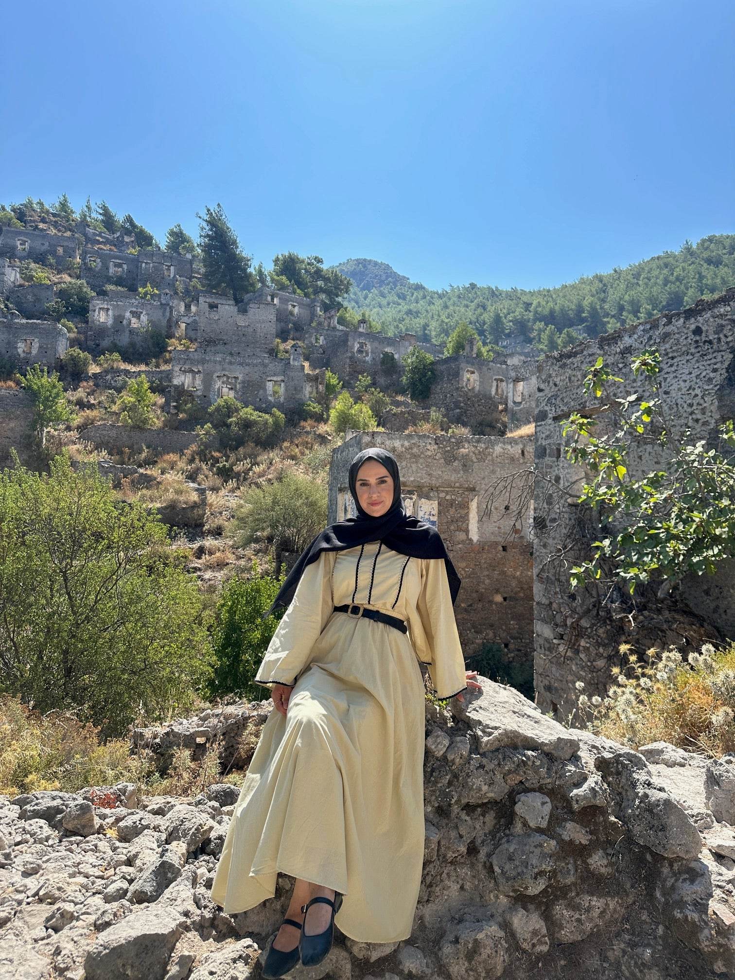 Şerit İşleme Detaylı Vual Butter Yellow Etekli Takım - Valenne Collection