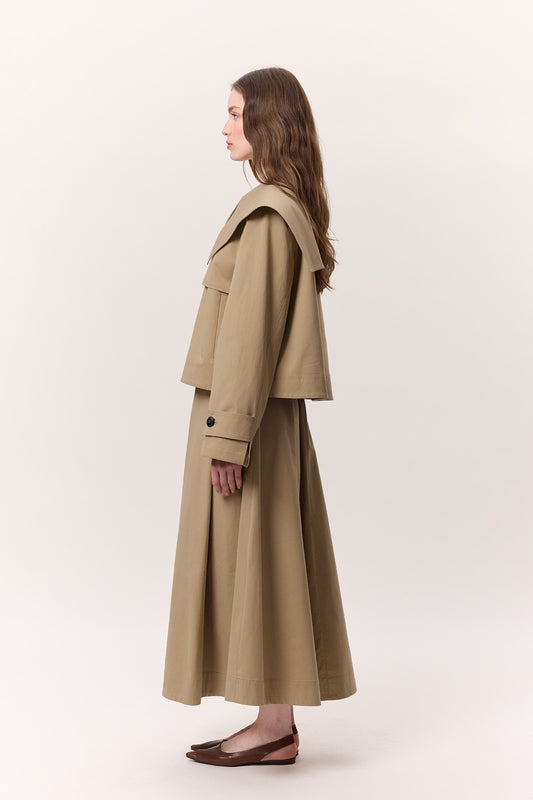 GENİŞ YAKA GABARDİN CEKET - CAMEL