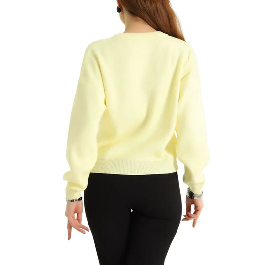 Pullover Sarı Ayıcık detaylı Kışlık Kazak - Valenne Collection