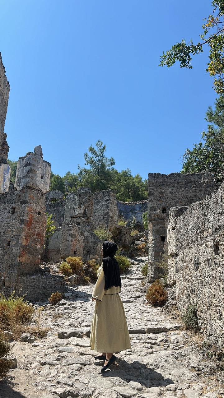 Şerit İşleme Detaylı Vual Butter Yellow Etekli Takım - Valenne Collection
