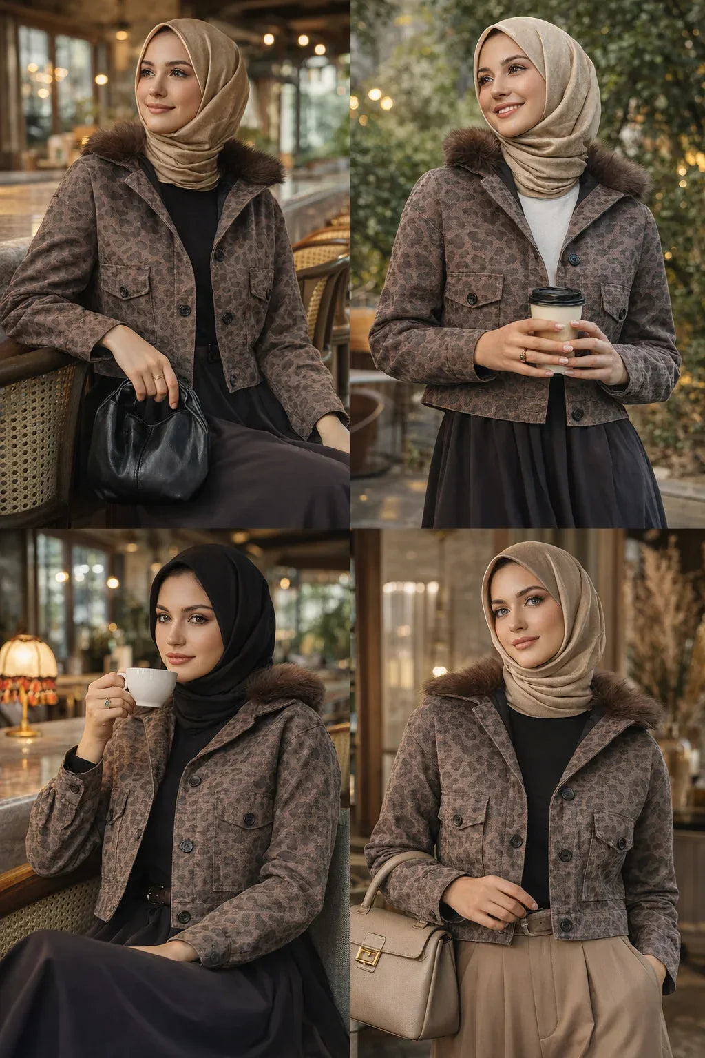 LEOPAR YAKALI KÜRK CEKET - Valenne Collection