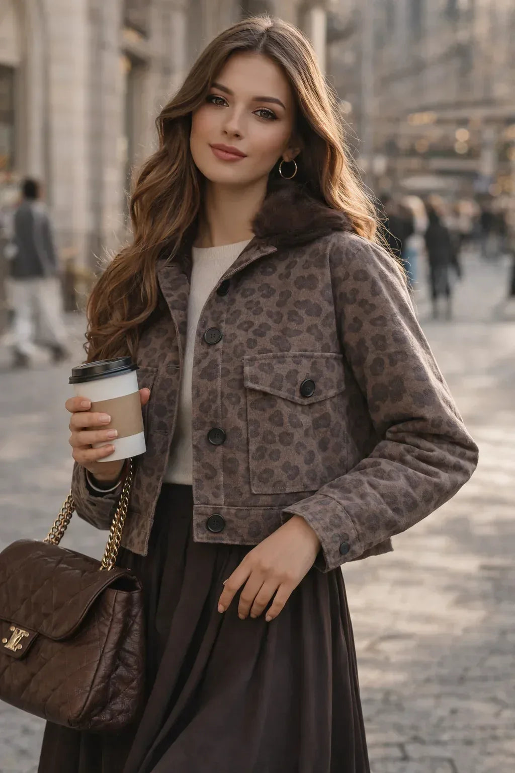 LEOPAR YAKALI KÜRK CEKET - Valenne Collection