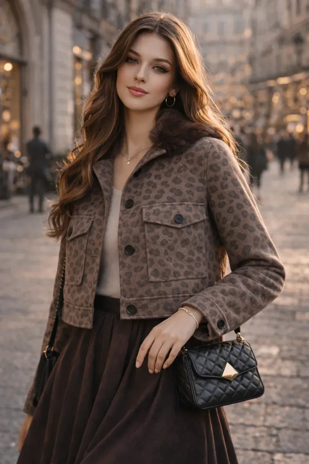 LEOPAR YAKALI KÜRK CEKET - Valenne Collection