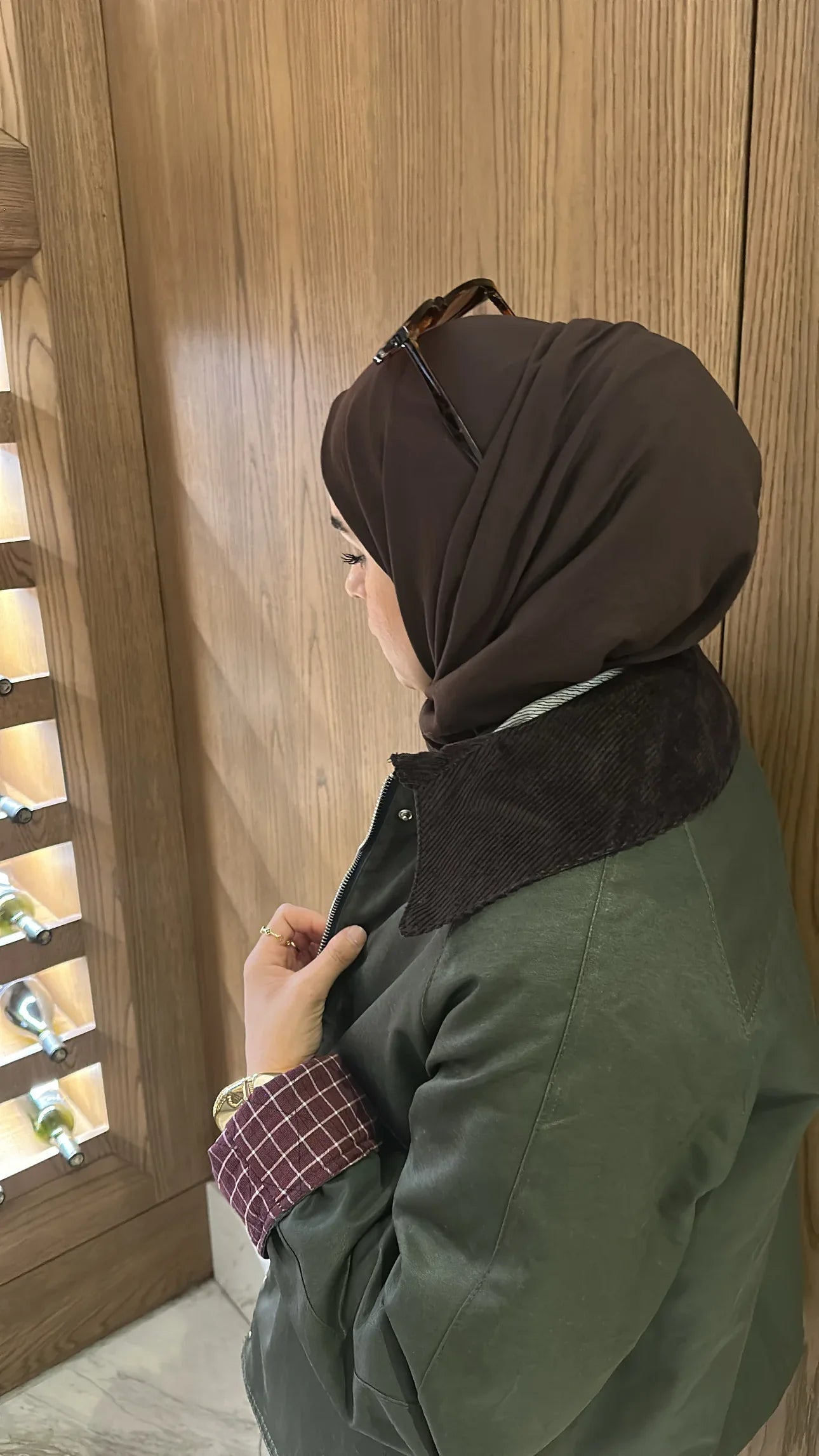 KADİFE YAKA KAPİTONELİ EKOSE CEKET - Valenne Collection