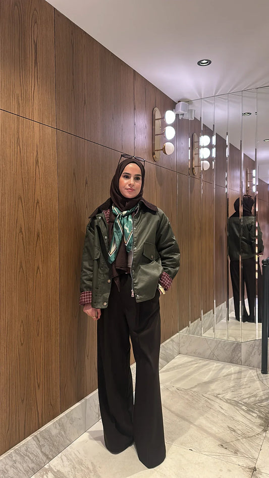 KADİFE YAKA KAPİTONELİ EKOSE CEKET - Valenne Collection