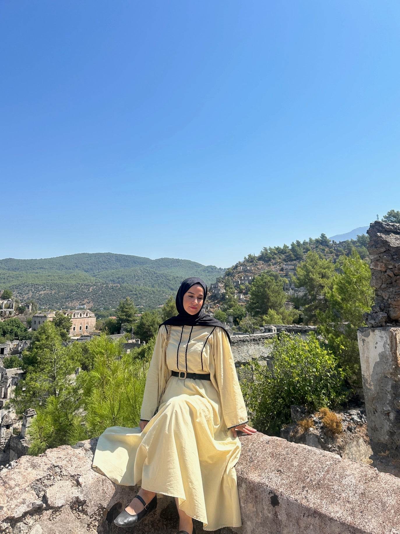 Şerit İşleme Detaylı Vual Butter Yellow Etekli Takım - Valenne Collection