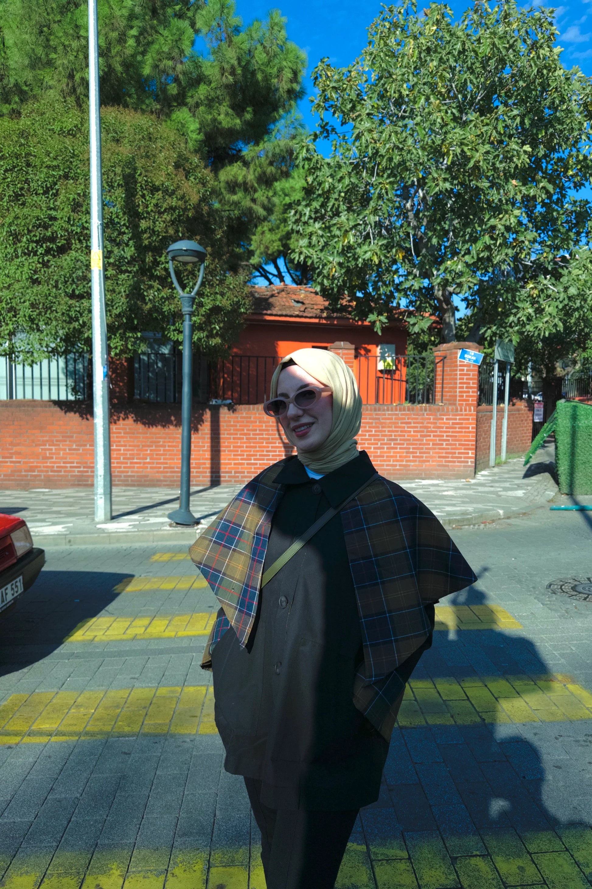 Ekose Garnili Trençkot Siyah - Valenne Collection