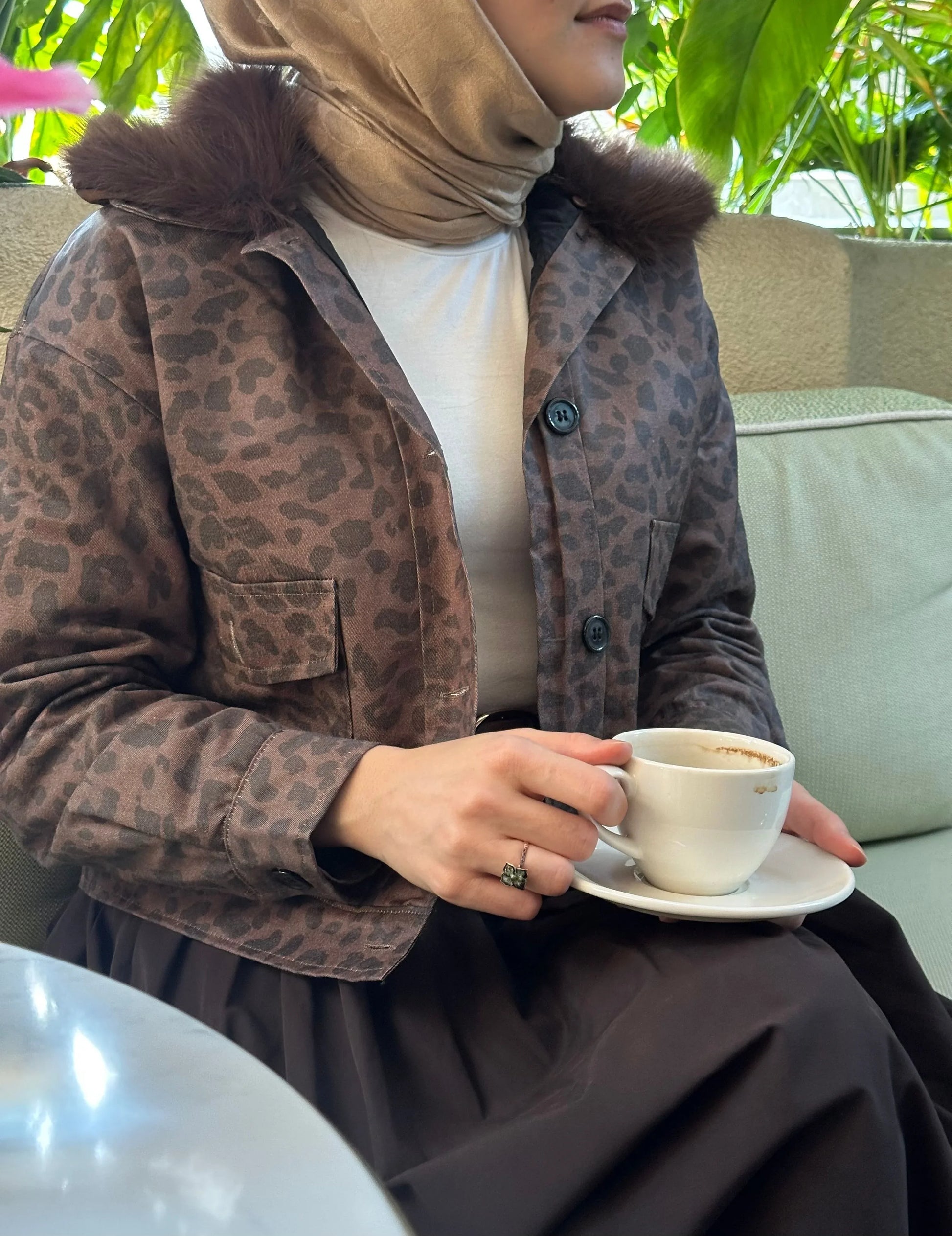 LEOPAR YAKALI KÜRK CEKET - Valenne Collection